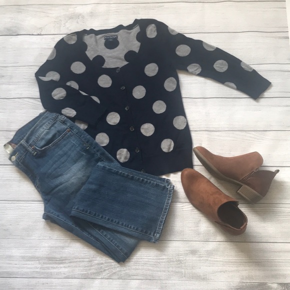 American Eagle Outfitters Sweaters - American Eagle Navy Blue Polka Dot Cardigan